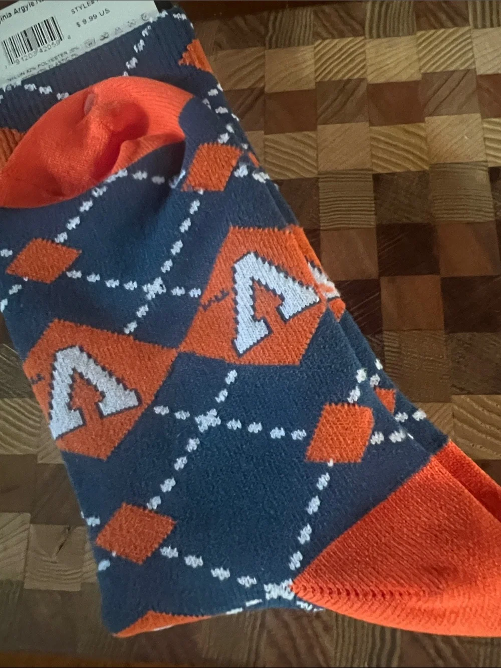 Men's Virginia Official Collegiate Argyle Knit Crew Socks